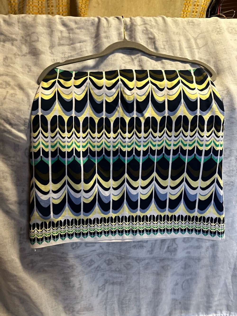 Talbots Black, White, Yellow & SKY BLUE Patterned Mini Skirt